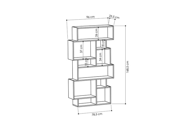 Homitis Bokhylla - Mörkgrå - Förvaring - Hylla - Bokhylla