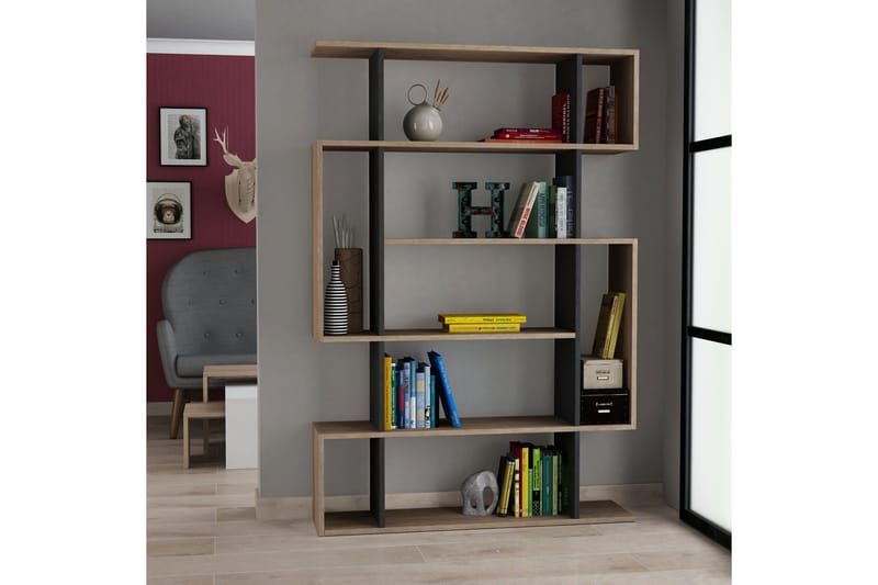 Homitis Bokhylla - Mörkgrå/Trä - Förvaring - Hylla - Bokhylla