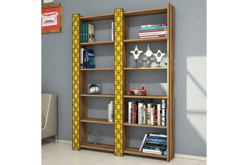Hovdane Bokhylla 124 cm - Brun/Gul - Förvaring - Hylla - Bokhylla