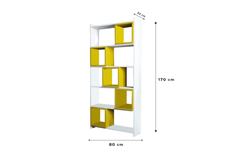 Hovdane Bokhylla 22 cm i Målat Trä - Gul|Vit - Förvaring - Hylla - Bokhylla