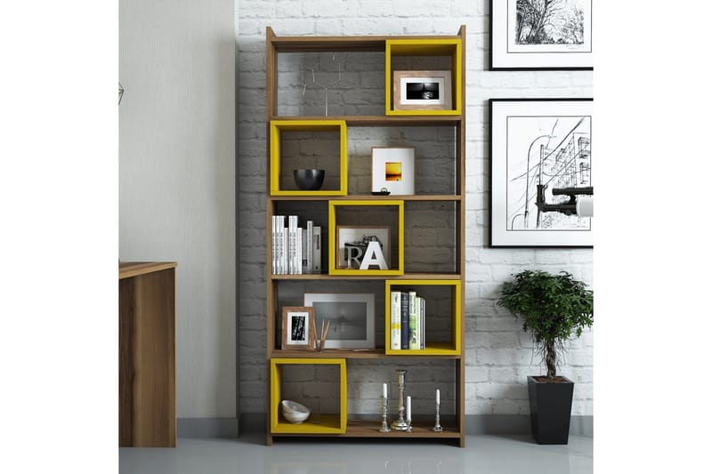 Hovdane Bokhylla 80 cm - Brun/Gul - Förvaring - Hylla - Bokhylla