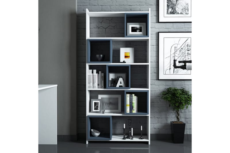 Hovdane Bokhylla 80 cm - Vit/Blå - Förvaring - Hylla - Bokhylla