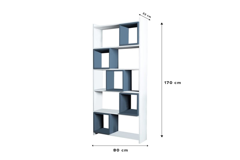 Hovdane Bokhylla 80 cm - Vit/Blå - Bokhylla