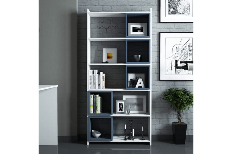 Hovdane Bokhylla 80 cm - Vit/Blå - Förvaring - Hylla - Bokhylla
