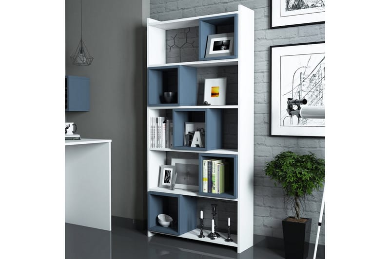 Hovdane Bokhylla 80 cm - Vit/Blå - Förvaring - Hylla - Bokhylla