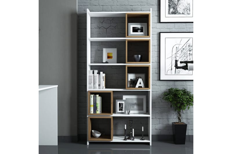 Hovdane Bokhylla 80 cm - Vit/Brun - Förvaring - Hylla - Bokhylla
