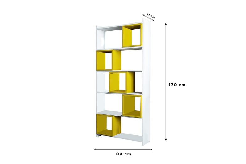 Hovdane Bokhylla 80 cm - Vit/Gul - Förvaring - Hylla - Bokhylla