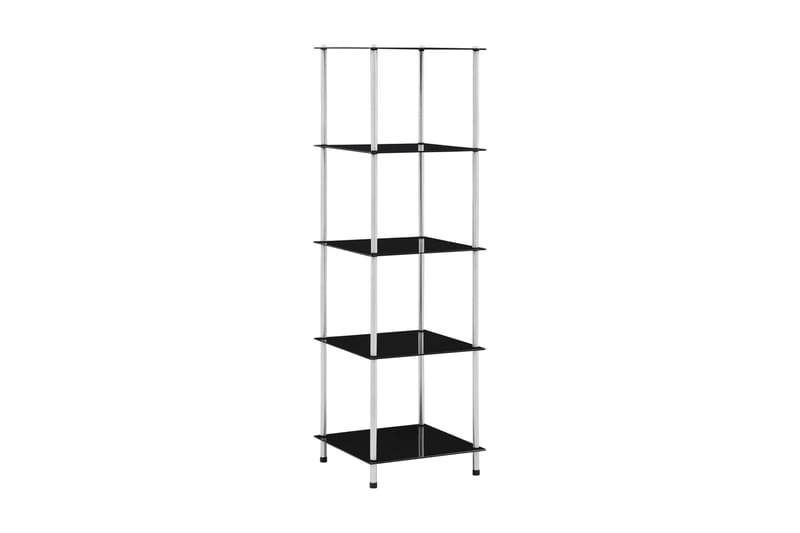 Hylla 5 hyllplan svart 40x40x130 cm härdat glas - Svart - Förvaring - Hylla - Bokhylla