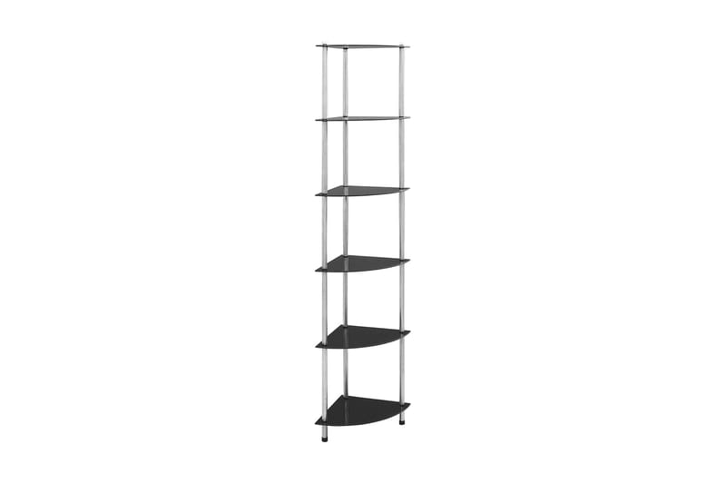 Hylla 6 hyllplan svart 30x30x160 cm härdat glas - Svart - Förvaring - Hylla - Bokhylla