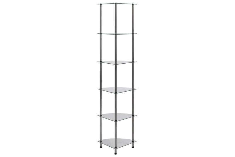 Hylla 6 hyllplan transparent 30x30x160 cm härdat glas - Transparent - Förvaring - Hylla - Bokhylla