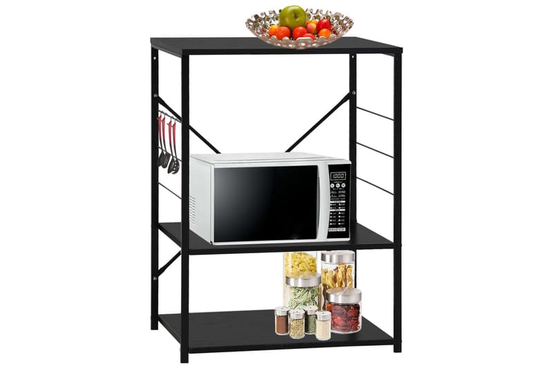 Hylla för mikrovågsugn svart 60x39,6x79,5 cm spånskiva - Svart - Förvaring - Hylla - Bokhylla