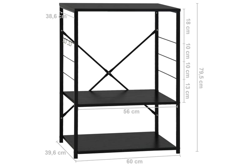 Hylla för mikrovågsugn svart 60x39,6x79,5 cm spånskiva - Svart - Bokhylla