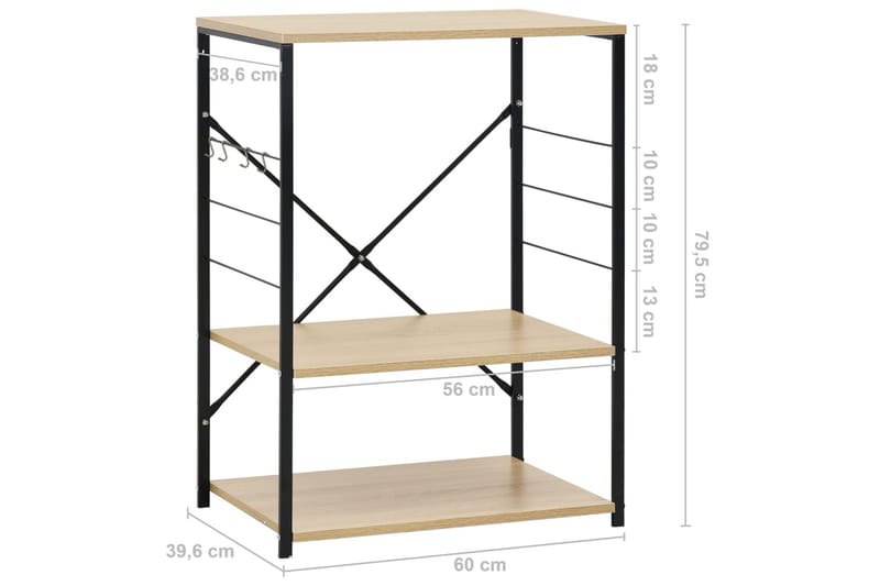 Hylla för mikrovågsugn svart och ek 60x39,6x79,5cm spånskiva - Svart - Förvaring - Hylla - Bokhylla