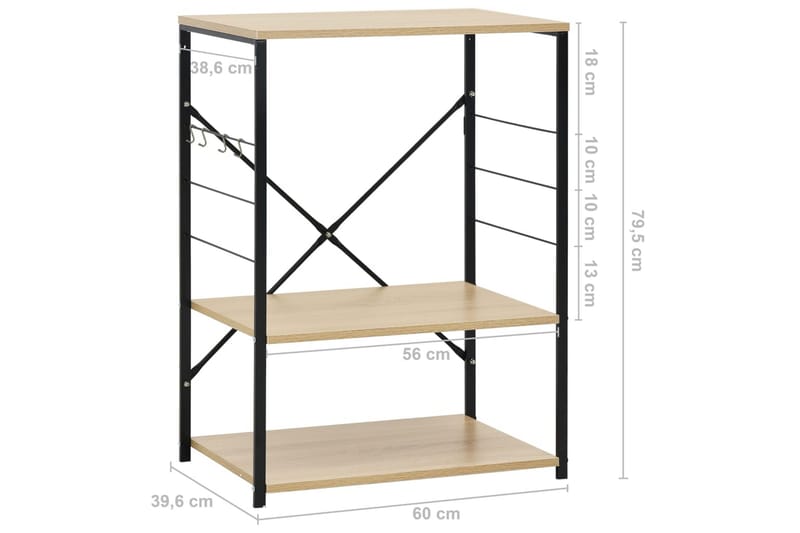 Hylla för mikrovågsugn svart och ek 60x39,6x79,5cm spånskiva - Svart - Bokhylla