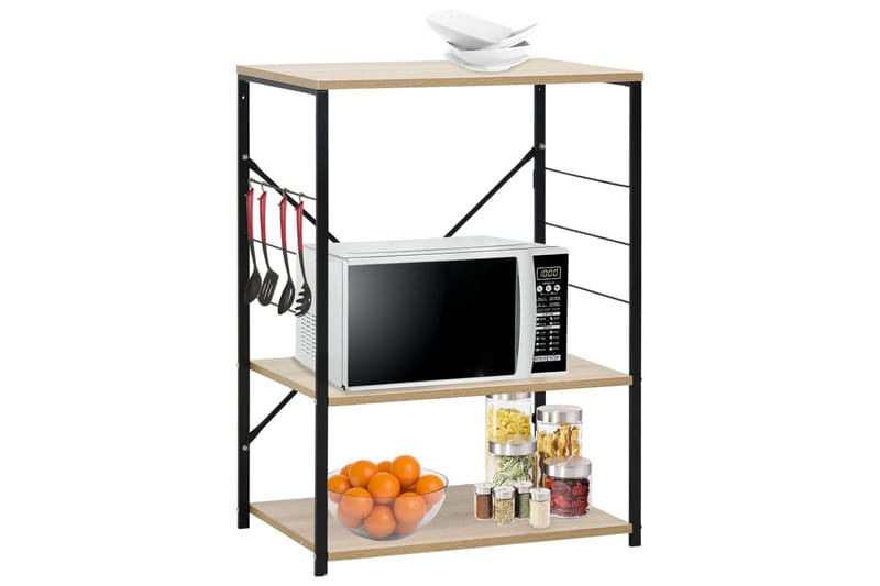 Hylla för mikrovågsugn svart och ek 60x39,6x79,5cm spånskiva - Svart - Förvaring - Hylla - Bokhylla