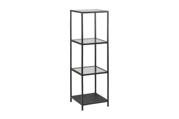 Ikaria Bokhylla 35 cm med 4 Hyllplan i Glas och Metall - Svart - Förvaring - Hylla - Bokhylla