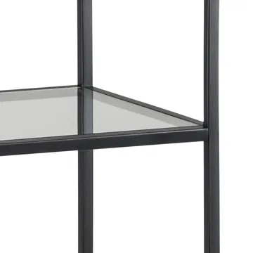 Ikaria Bokhylla 35 cm med 4 Hyllplan i Glas och Metall - Svart - Förvaring - Hylla - Bokhylla