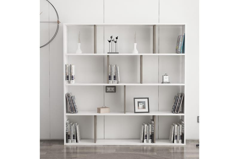 Jasenica Bokhylla 145x25 cm - Vit/Mörkbrun - Förvaring - Hylla - Bokhylla