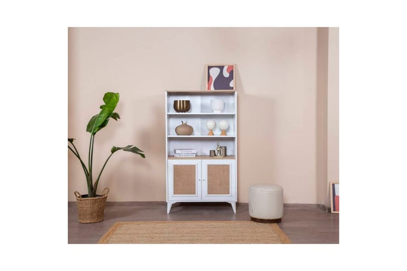 Bokhylla Jatinder Vit / Ek - Vit - Förvaring - Hylla - Bokhylla