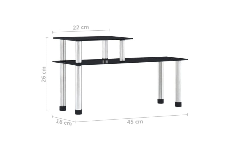 Kökshylla svart 45x16x26 cm härdat glas - Svart - Bokhylla