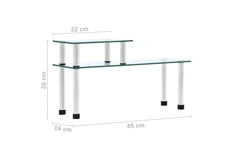 Kökshylla transparent 45x16x26 cm härdat glas - Transparent - Förvaring - Hylla - Bokhylla
