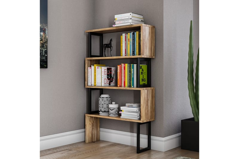 Kalune Bokhylla - Valnöt - Förvaring - Hylla - Bokhylla