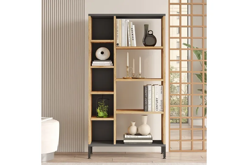 Keshav Bokhylla 72x25,5 cm Antracit/Brun - Hanah Home - Förvaring - Hylla - Bokhylla