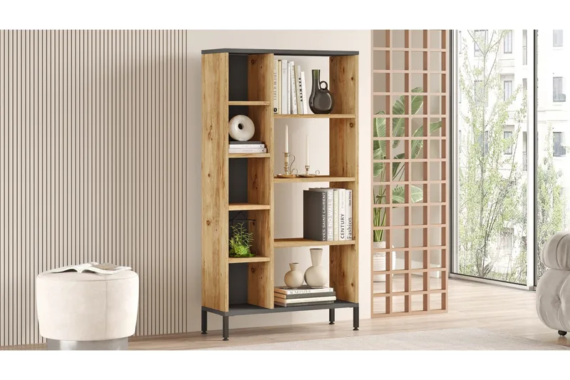 Keshav Bokhylla 72x25,5 cm Antracit/Brun - Hanah Home - Förvaring - Hylla - Bokhylla