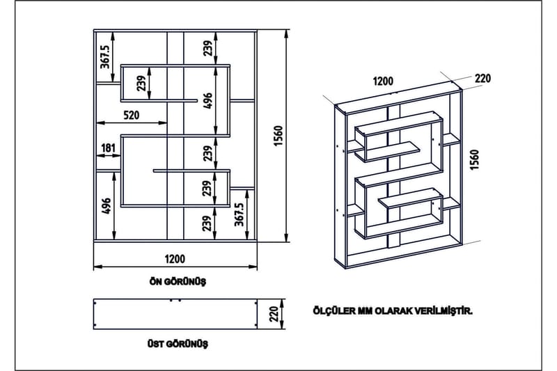 Kussmann Bokhylla 120 cm - Vit - Förvaring - Hylla - Bokhylla