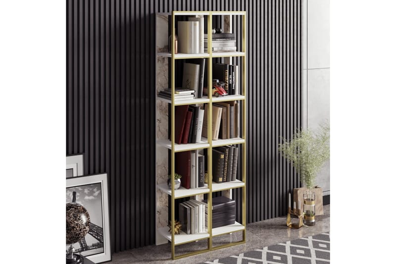 Lachasity Bokhylla 64 cm - Guld|Vit - Förvaring - Hylla - Bokhylla