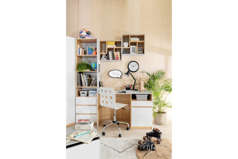 Leokkol Skåp 50 cm - Vit|Trä/natur|Grå - Förvaring - Hylla - Bokhylla