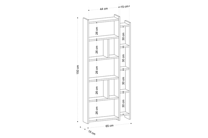 Lonhiene Bokhylla 65x15 cm Vit - Hanah Home - Förvaring - Hylla - Bokhylla