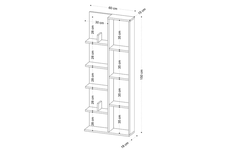Makhan Bokhylla 60x18 cm Brun - Hanah Home - Förvaring - Hylla - Bokhylla