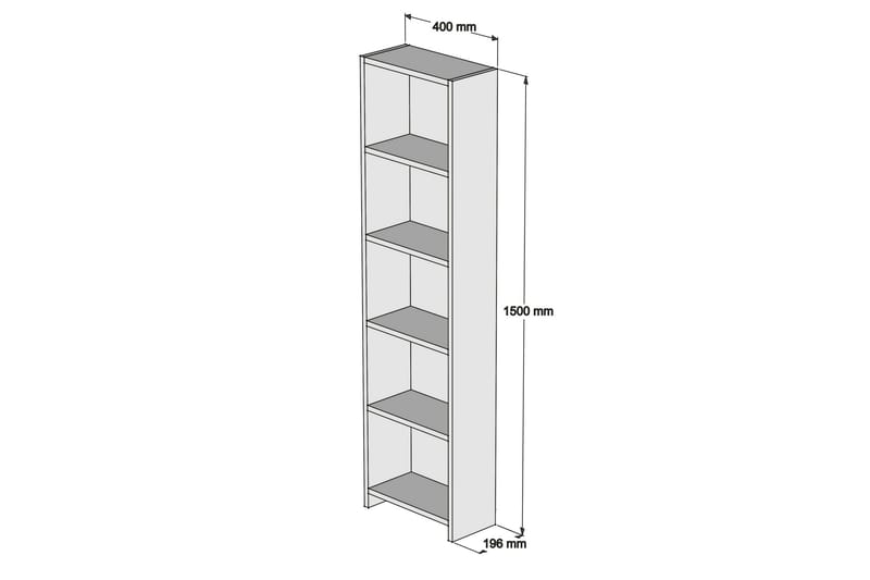 Mayes Bokhylla 150 cm - Vit - Bokhylla