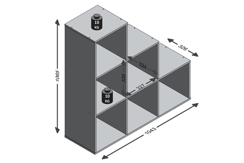 Mega Trapphylla 105 cm - Betong - Bokhylla