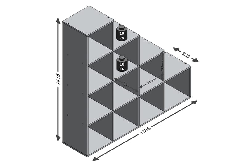 Mega Trapphylla 139 cm - Betong - Förvaring - Hylla - Bokhylla