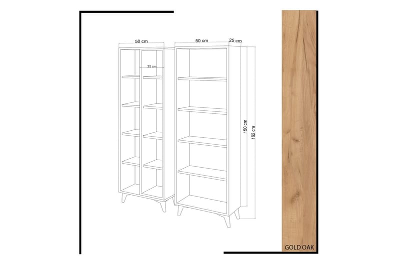 Mod Bokhylla 100 cm i Ek - Vit|Brun - Förvaring - Hylla - Bokhylla