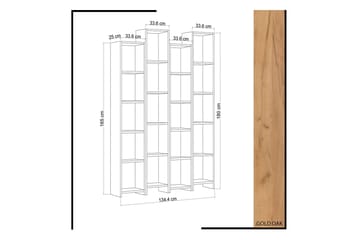 Mod Bokhylla 134 cm i Ek - Vit|Brun - Förvaring - Hylla - Bokhylla