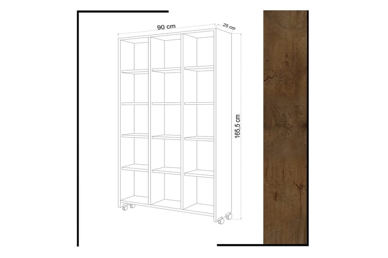 Mod Bokhylla med Hjul 90 cm i Ek - Vit - Förvaring - Hylla - Bokhylla