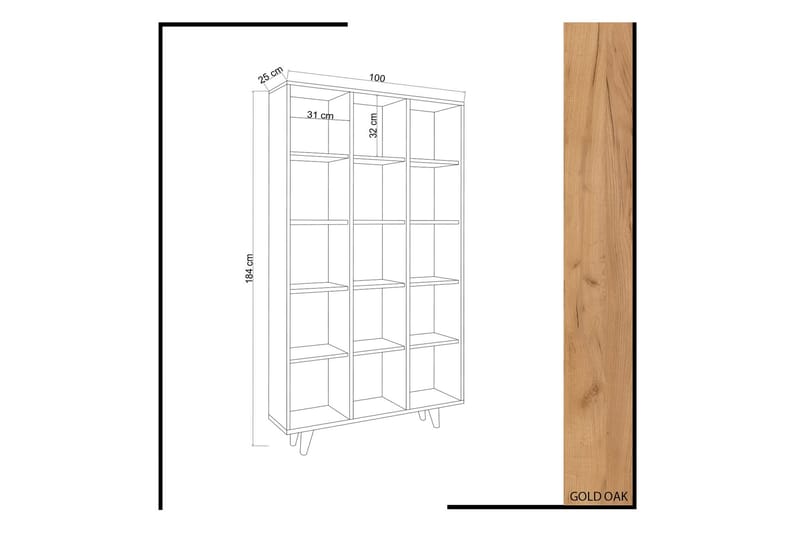 Mod Design Bokhylla - Ek - Förvaring - Hylla - Bokhylla