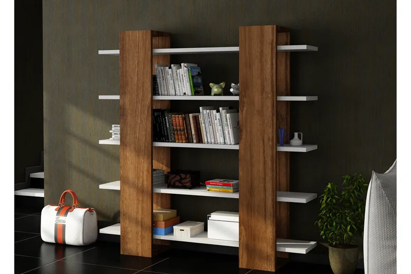 Mod Design Bokhylla - Vit/Valnöt - Förvaring - Hylla - Bokhylla