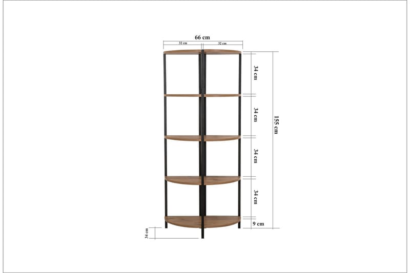 Monaia Bokhylla 66 cm - Brun/Svart - Bokhylla