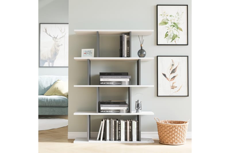 Nachusa Bokhylla 90x25 cm - Vit/Antracit - Förvaring - Hylla - Bokhylla