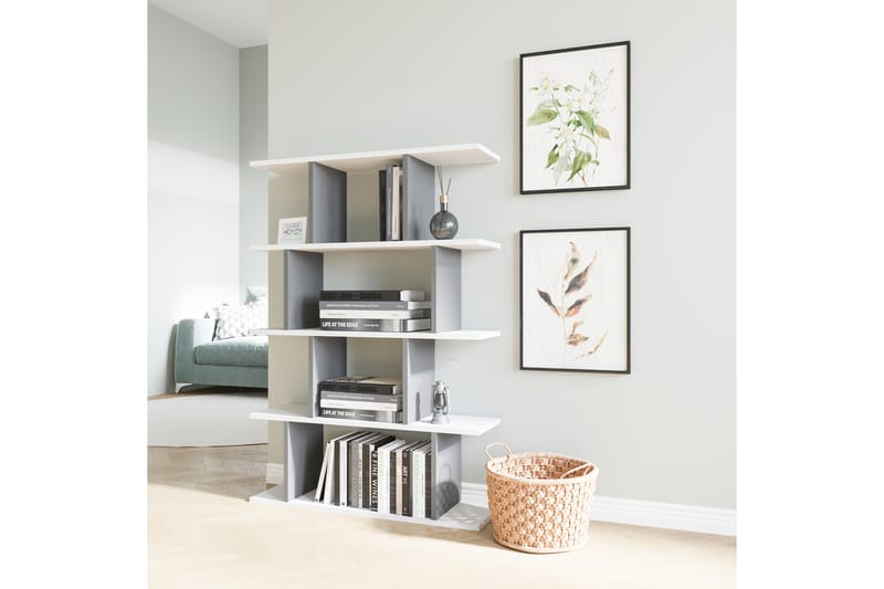 Nachusa Bokhylla 90x25 cm - Vit/Antracit - Förvaring - Hylla - Bokhylla
