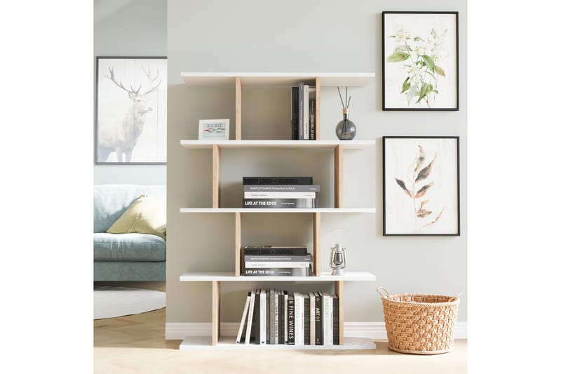 Nachusa Bokhylla 90x25 cm - Vit/Natur - Förvaring - Hylla - Bokhylla