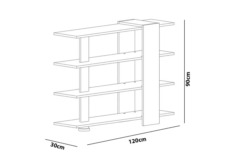 Nurtane Bokhylla - Vit/Valnöt - Förvaring - Hylla - Bokhylla