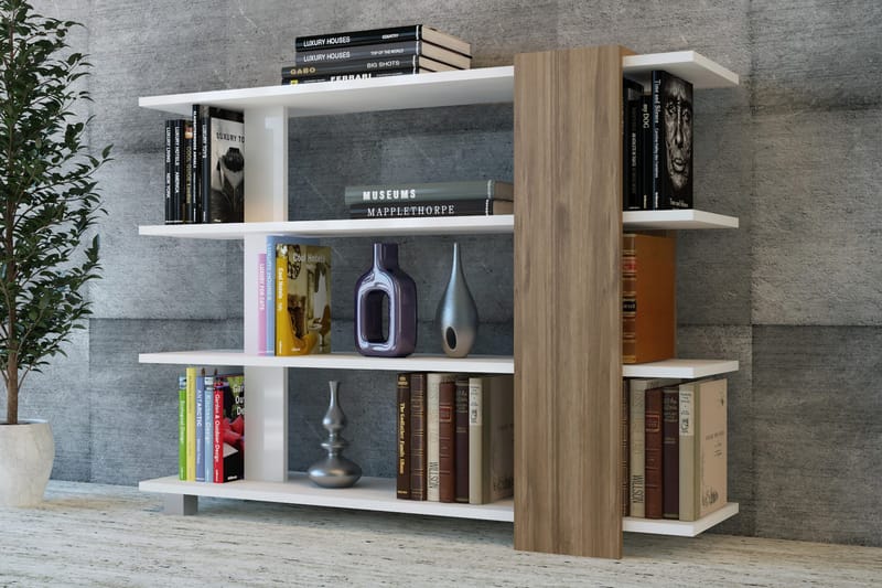 Nurtane Bokhylla, Vit/Valnöt