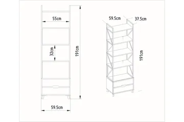 Ocotla Bokhylla 60x35 cm 5 Hyllor - Vit - Förvaring - Hylla - Bokhylla