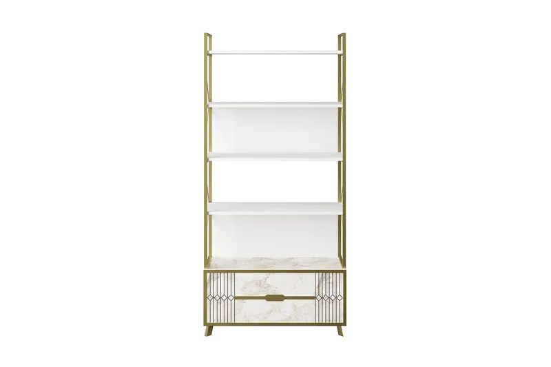 Ocotla Bokhylla 89x35 cm 5 Hyllor, Vit