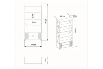 Ocotla Bokhylla 89x35 cm 5 Hyllor - Vit - Förvaring - Hylla - Bokhylla